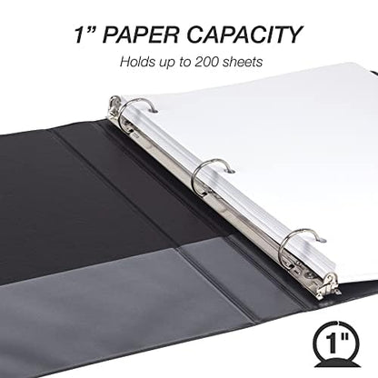 Samsill 3 Inch 3 Ring Binders, Economy Round Ring, Clear View Cover, 550 Sheet Capacity - for School, Home, Office - Black, 4 Pack