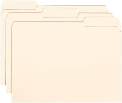 Smead Interior File Folder, 1/3-Cut Tab, Letter Size, Aqua, 100 per Box, Expandable File Folders for Filing Cabinet