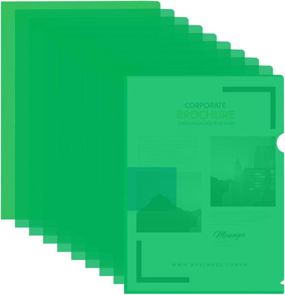 30 PCS A4 Plastic Folder, Clear Document Folder, Transparent File Pocket Project Report Covers Suitable for School Office Use(Green)