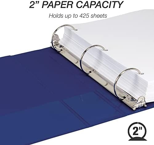 Samsill 2 Inch 3 Ring Binder, Economy Round Ring, Clear View Cover, 425 Sheet Capacity - for School, Home, Office - Blue