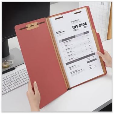 Universal Brick Red Top Tab Classification Fastener Folder, Legal Size, 2/5 Cut, 2 Dividers, 6 Fasteners, Pack of 10