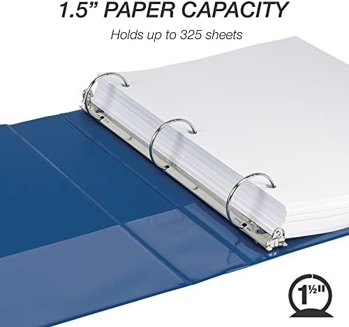 Samsill 1.5 Inch 3 Ring Binders, Economy Round Ring, Clear View Cover, 325 Sheet Capacity - for School, Home, Office - White, 4 Pack