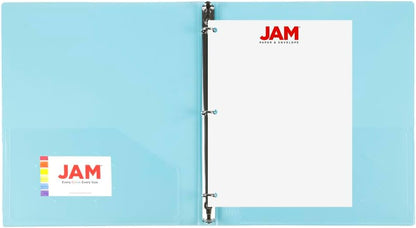 JAM PAPER Plastic 0.75 inch Binder - Clear 3 Ring Binder - Sold Individually