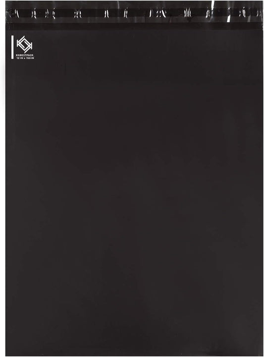 KKBESTPACK 100 Pcs 12x15.5 Poly Mailer Envelopes Shipping Bags Self Adhesive Waterproof Bags (Black), 12 x 15.5
