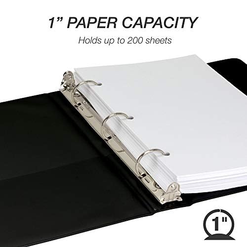 Samsill Economy 3 Ring Mini Binder, 1-Inch Round Ring Binder, Holds 100 Sheets, Black, 6 Pack (MP32300)