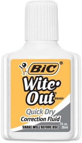 BIC Wite-Out Quick Dry Correction Fluid - 0.68 fl oz - White - 12 / Dozen