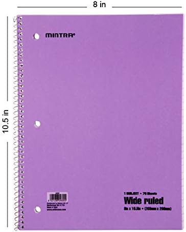 Mintra Office Spiral Notebooks, Wirebound, Journals for School, Work, Business, Aesthetic Stationery, Writing Pads, Teacher & Student Supplies (6, Pastel, College)