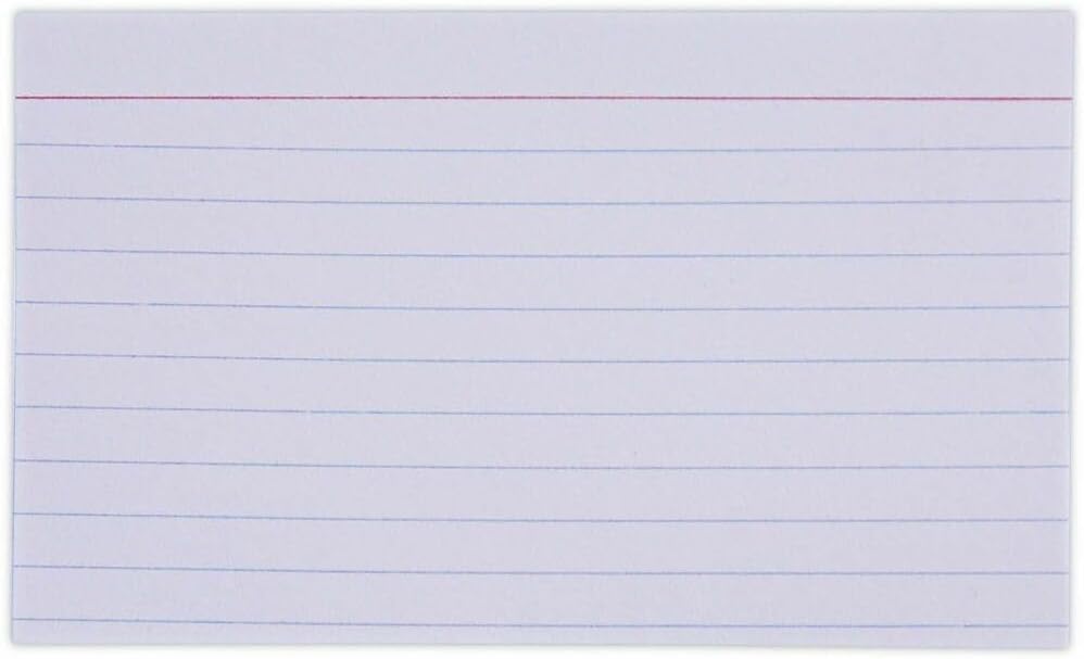 Universal 47210 Ruled Index Cards, 3 x 5, White, 100/Pack