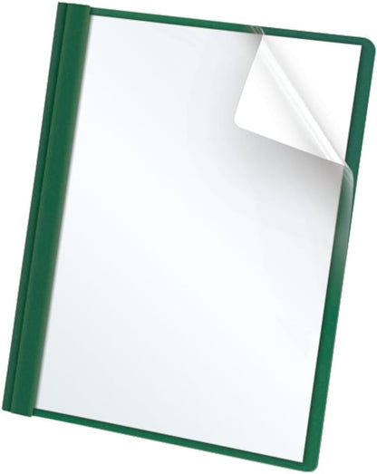 Oxford Report Covers, Clear Front, Letter Size Folder with Prongs, for Presentation at School or Office, Hunter Green, 25 per Box (55856EE)