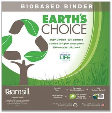 Samsill Plant-Based 3 Inch Durable D-Ring, View Binder, Eco-Friendly, USDA Certified Biobased, 4 Count, Pack of 1, Boho Assortment