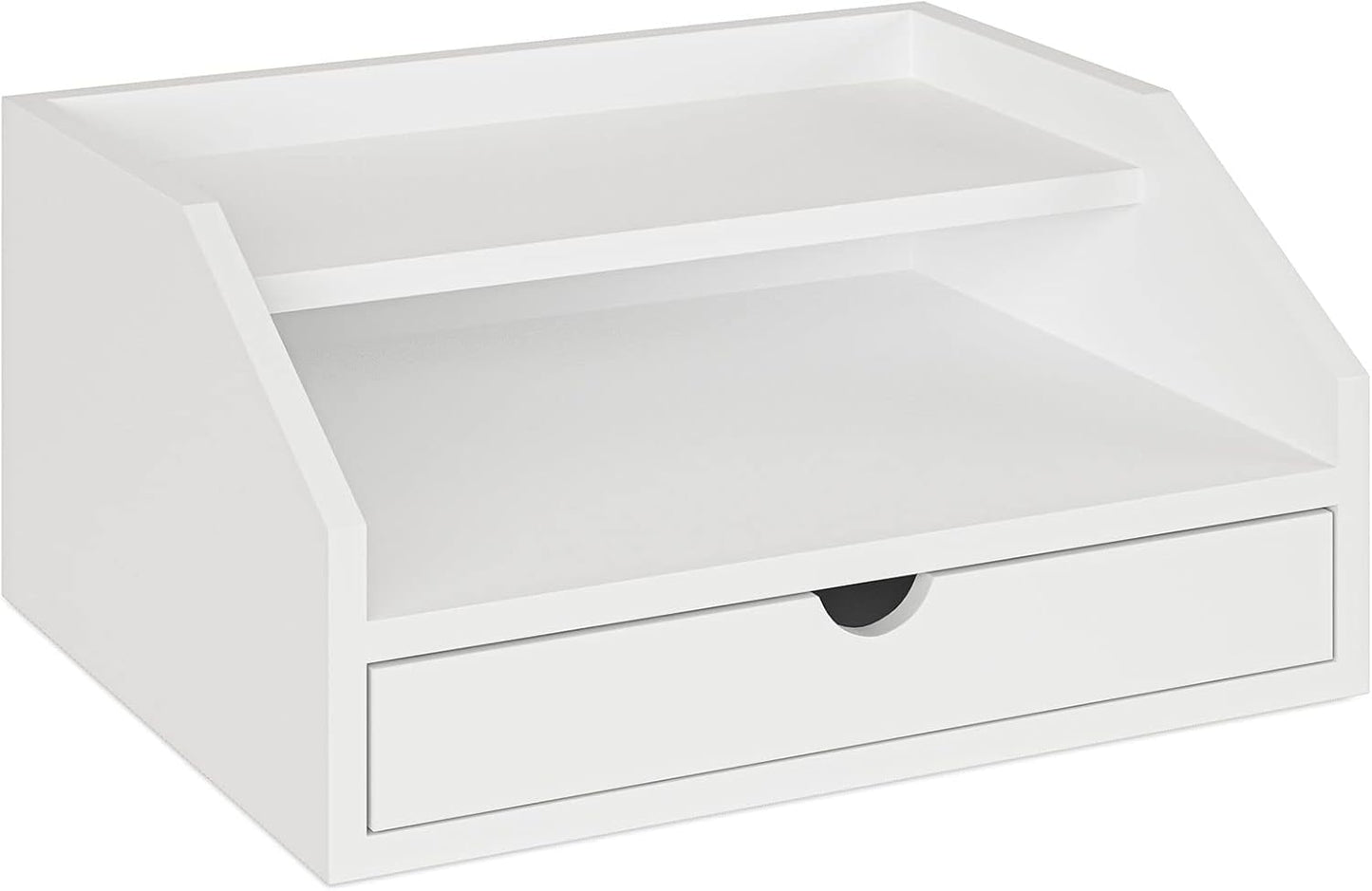Ballucci Desk Organizer with Drawer, 2 Tier Paper Office Supplies Desk Organizer, 13 2/5" x 9 3/5" x 6", Black