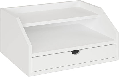 Ballucci Desk Organizer with Drawer, 2 Tier Paper Office Supplies Desk Organizer, 13 2/5" x 9 3/5" x 6", Black