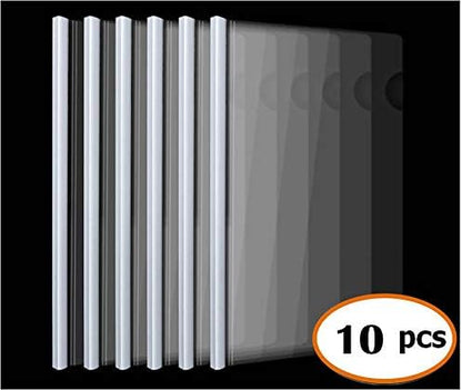 Plastic File Folder 10mm Sliding Bar Report Covers, 18C, 40 Sheet Capacity, Transparent Resume Presentation File Folders Organizer Binder for A4 Size Paper, 20 Pcs