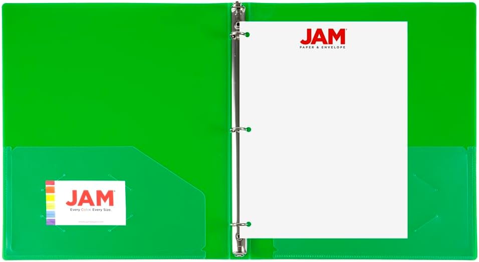 JAM PAPER Plastic 0.75 inch Binder - Clear 3 Ring Binder - Sold Individually