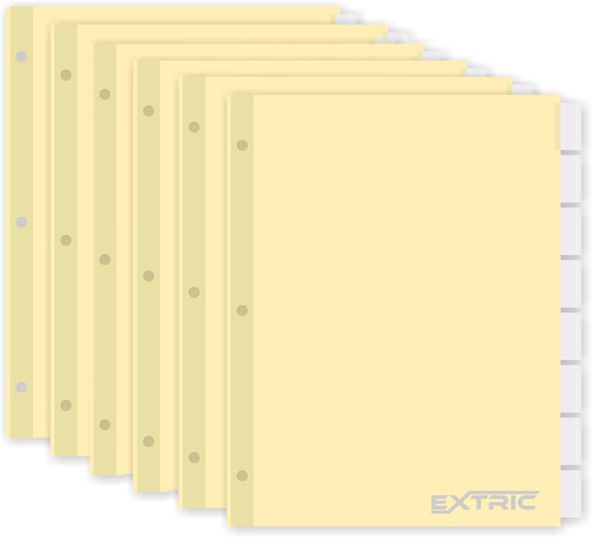 5-Tab Binder Dividers for 3 Ring Binder, Insertable Clear Big Tabs, Letter Size Paper Divider, 8.5 x 11 inch, 6 Sets (30 Dividers Total)