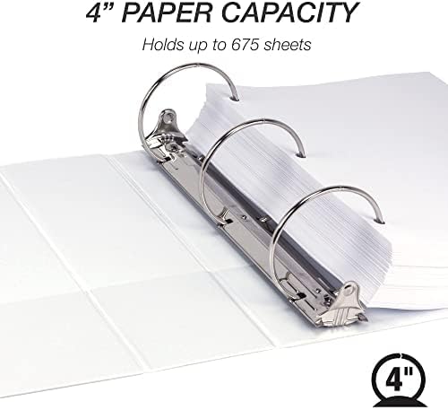 Samsill 1.5 Inch 3 Ring Binders, Economy Round Ring, Clear View Cover, 325 Sheet Capacity - for School, Home, Office - White, 4 Pack