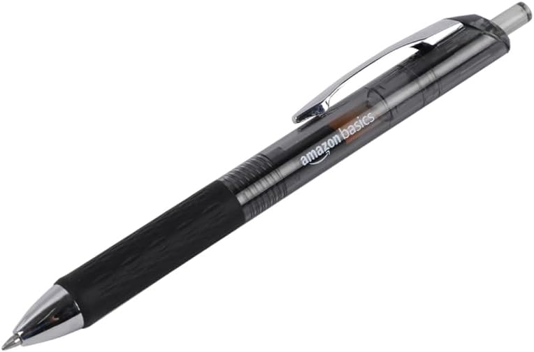 Amazon Basics Retractable Gel Pens, Fine Point 0.7mm, Smooth Writing, Assorted Colors, 12-Pack