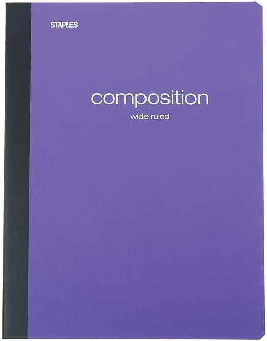 STAPLES Poly Composition Notebook, 9.75” x 7.5”, Wide Ruled, 70 Sheets, Assorted Colors