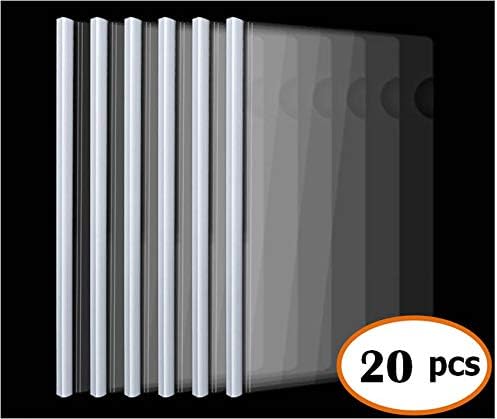 Plastic File Folder 10mm Sliding Bar Report Covers, 18C, 40 Sheet Capacity, Transparent Resume Presentation File Folders Organizer Binder for A4 Size Paper, 20 Pcs