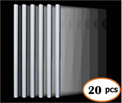 Plastic File Folder 10mm Sliding Bar Report Covers, 18C, 40 Sheet Capacity, Transparent Resume Presentation File Folders Organizer Binder for A4 Size Paper, 20 Pcs