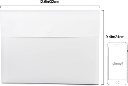 VANRA Expanding Poly File Jacket Filing Envelope File Folder Pockets Document Holder Organizer A4 Letter Size with Snap Button (Black, Pack of 5)