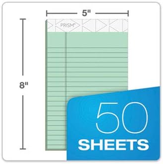 TOPS Prism+ Writing Pads, 5x 8, Perforated, Jr. Legal Ruled, Narrow 1/4 Spacing, Orchid, 50 Sheets, 12 Pack (63040)