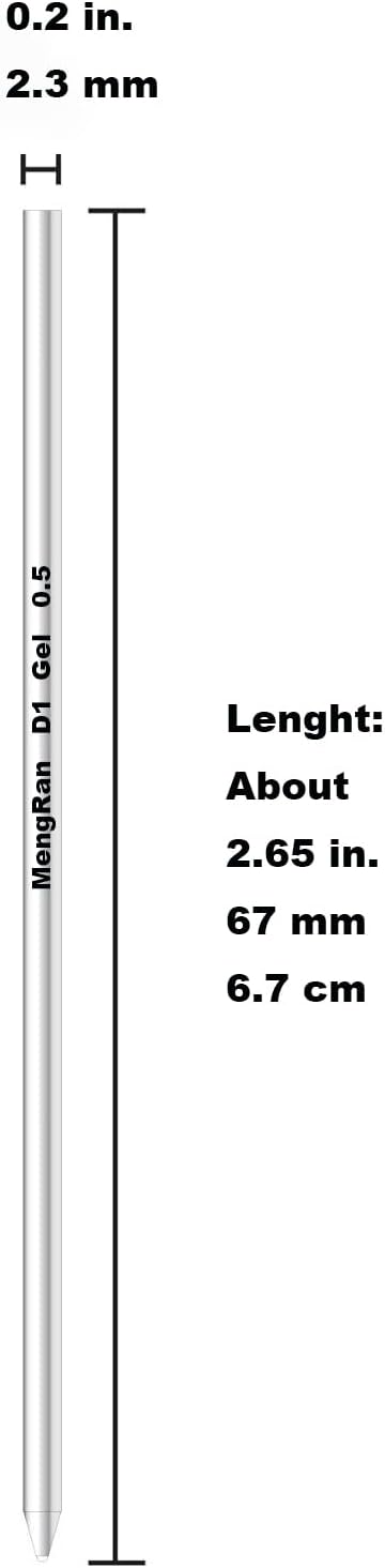 MengRan 2.75'' Mini D1 Ballpoint Ink Pen Refills for Twist Pens, Compatible with Swarovski Pen Refills (Blue Ink,Pack of 10)