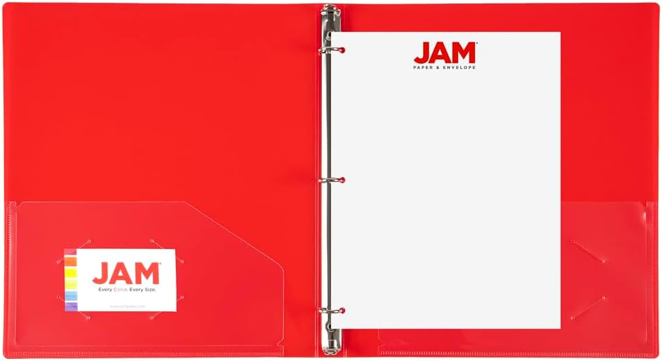 JAM PAPER Plastic 0.75 inch Binder - Clear 3 Ring Binder - Sold Individually