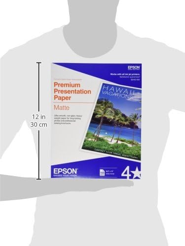 Epson Premium Presentation Paper MATTE (8.5x11 Inches, Double-sided, 50 Sheets) (S041568),Bright White