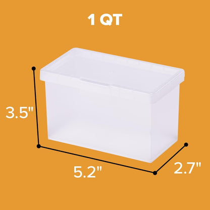 Bostitch Konnect Storage Containers with Lids, Office Organizer, Clear Plastic Box, Stackable for Index Cards, Labels, 1 Qt