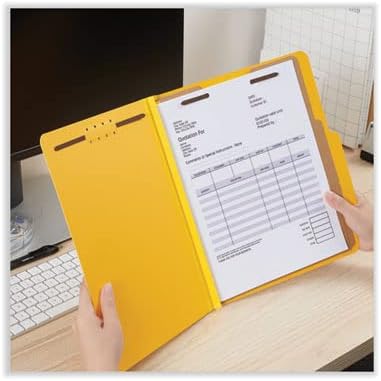 Universal Pressboard Classification Folders, Letter, Six-Section, Yellow, 10/Box (10304)