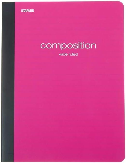 STAPLES Poly Composition Notebook, 9.75” x 7.5”, Wide Ruled, 70 Sheets, Assorted Colors