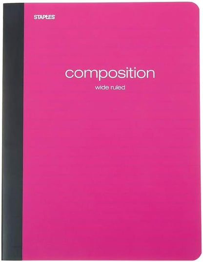 STAPLES Poly Composition Notebook, 9.75” x 7.5”, Wide Ruled, 70 Sheets, Assorted Colors