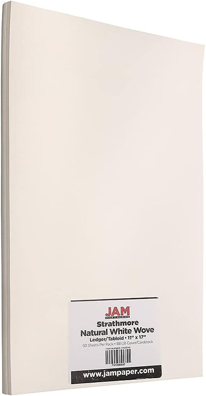 JAM PAPER Ledger Matte 24lb Paper - 90 gsm - 11 x 17 Tabloid - Yellow Recycled - 100 Sheets/Pack