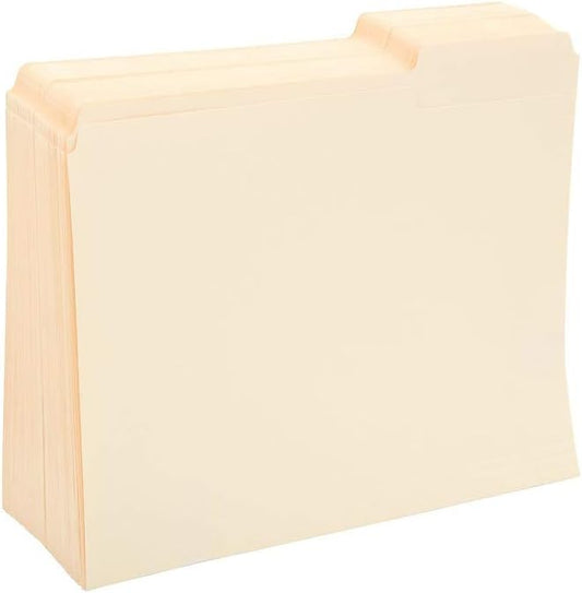 Staples File Folders, Letter Size, 1/3‑Cut Right‑Position Tabs, Manila, Durable Paper Stock, 100/Pack