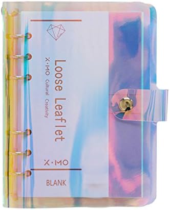 A6 A5 6-Holes Colorful PVC Cover Round Ring View Binder with Snap Button Closure File Folder for Loose Leaf Sheet Protectors Notebook Refill (Pink Daisy, A5 Mini Set) - Colors B