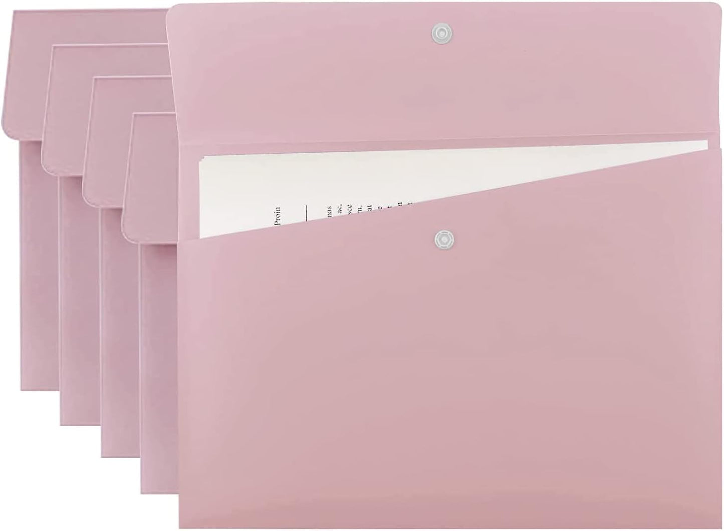 VANRA Poly File Folders Letter Size File Jackets Organizer Plastic Envelope A4 Flat Document Holder with Snap Button Closure (Pastel Blue, Pack of 5)