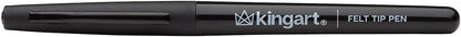 KINGART Studio Felt Tip Pens, 6 Black Ink Markers - 0.7mm Medium Point, Water-Based, Smear-Resistant Pens for Writing, Sketching, and Journaling.