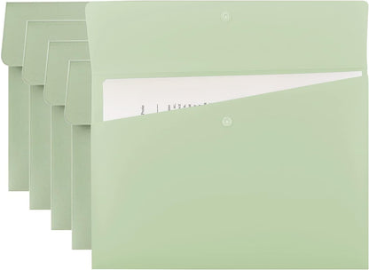 VANRA Poly File Folders Letter Size File Jackets Organizer Plastic Envelope A4 Flat Document Holder with Snap Button Closure (Pastel Blue, Pack of 5)