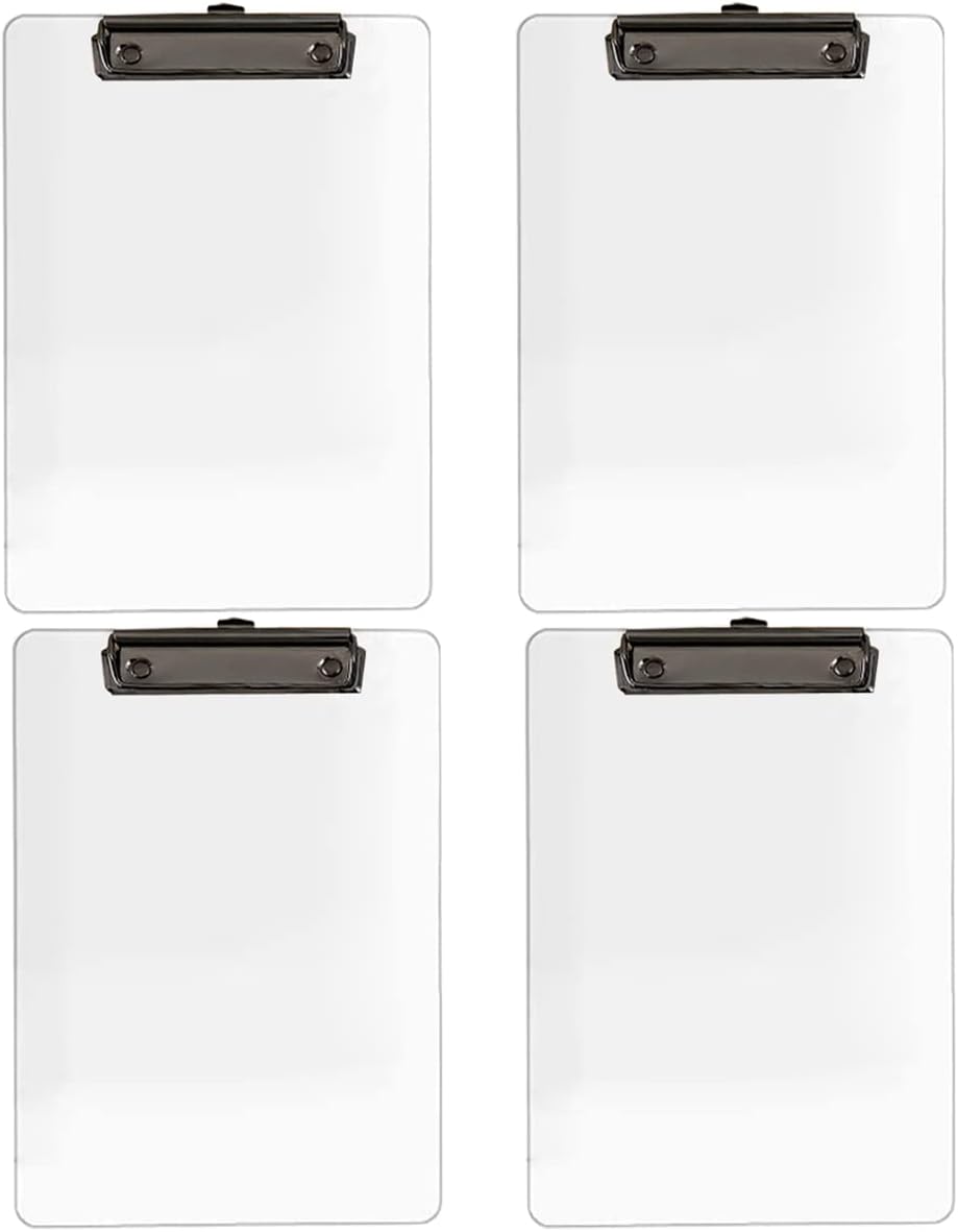 JIARI 2 Pack Clear Acrylic Office Clipboard A4 Letter Size 8.6" x 12.2" (Gold)