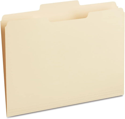 Staples 1/3‑Cut File Folders, Letter Size, Center Tab Position, Manila, Durable Paper Stock, 100/Box