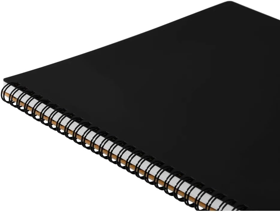 Maruman Mnemosyne Grid Notebook- Horizontal A5 Layout, 5.83" x 8.27", 70 Sheets / 140 Pages, 5mm Graph Paper Journal, Perforated Pages & Wire-Bound to Lay Flat, Black, Made in Japan