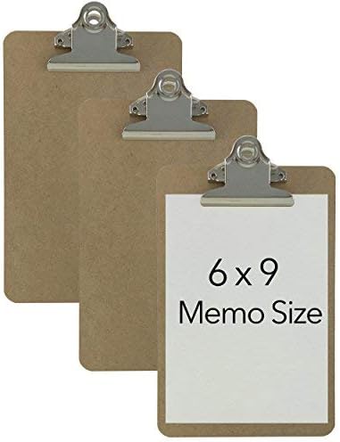 Trade Quest Memo Size 6'' x 9'' Clipboards Standard Clip Hardboard (Pack of 3) (Pen Not Included - for Scale Only)