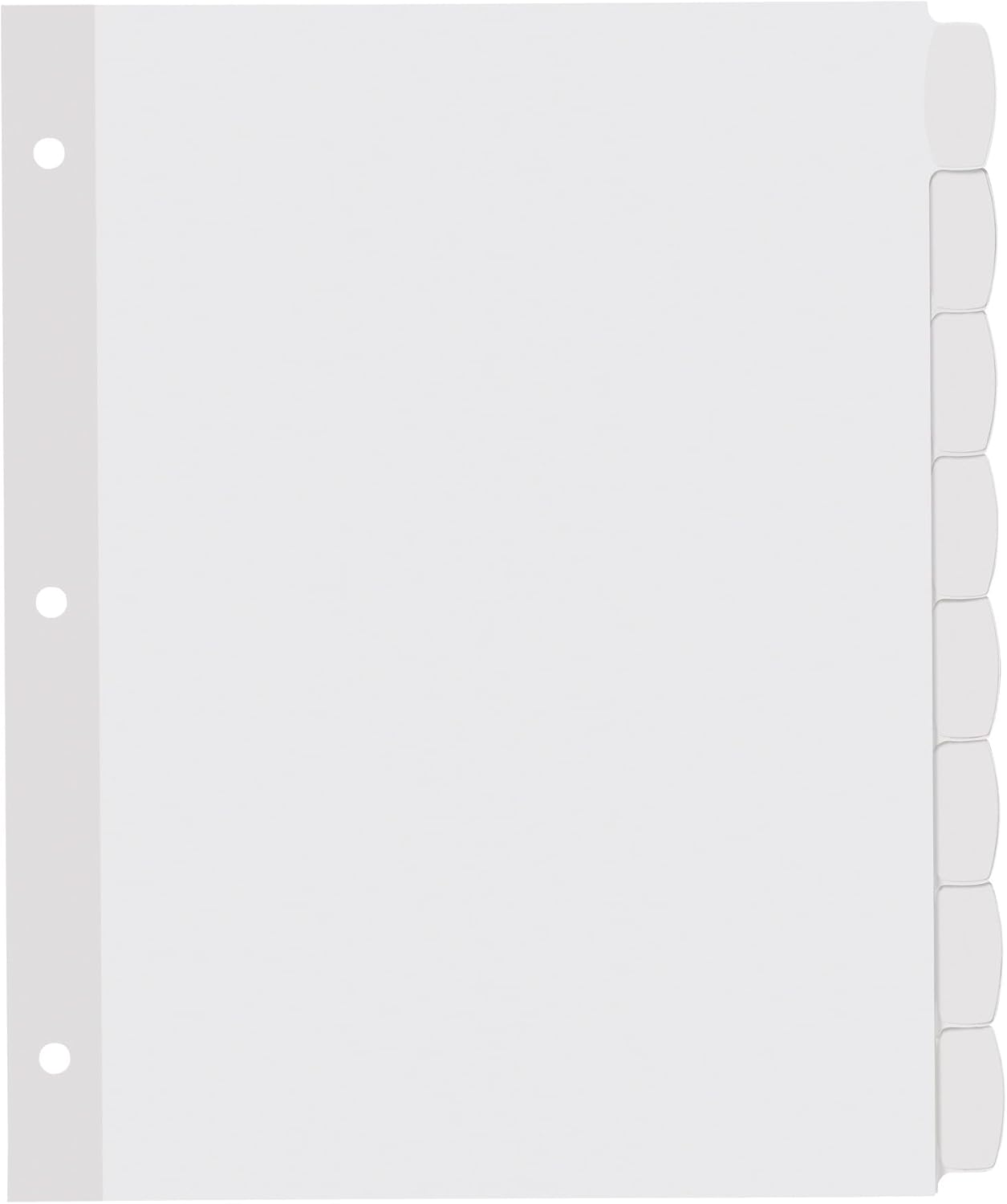 Avery Big Tab Printable White Label Dividers for 3 Ring Binders, 8 Tabs per Set, White, 120 Sets Total, Great for Office Supplies, School Supplies, Organizing, and More (6 Packs of 14435)