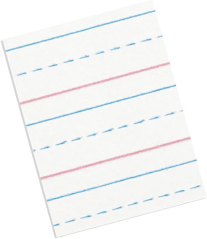 Pacon PAC2482 Multi-Program Ruled Handwriting Paper, 8" x 10.5", 40 Sheets, D'Nealian Grades 2-3 and Zaner-Bloser Grade 2, 0.5" Ruling, 0.25" Dotted Midline, 0.25" Descender Space
