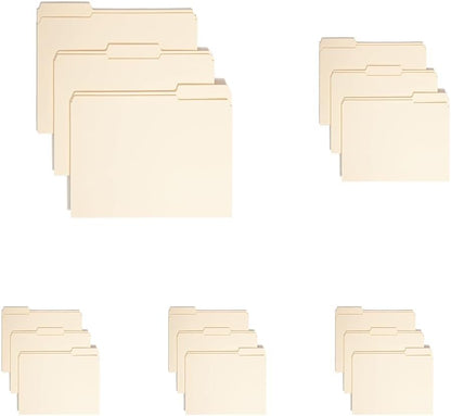 Smead File Folders Letter Size, Reinforced 1/3-Cut Tab, Assorted Positions, Letter Size, Manila Folders 8.5 x 11, 100 per Box (10334)