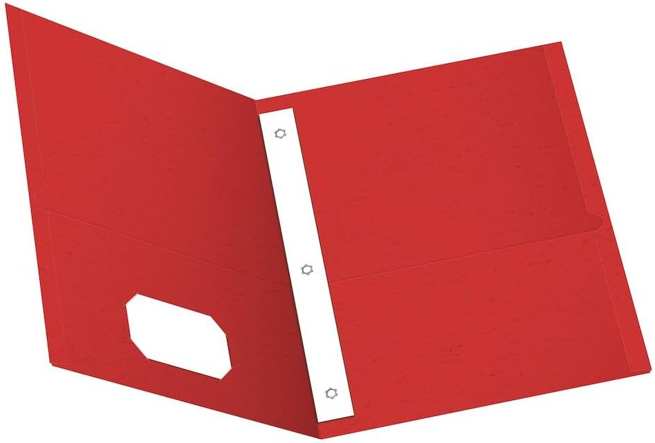 Oxford Two-Pocket Folders w/Fasteners, Red, Letter Size, 25 per Box (57711)