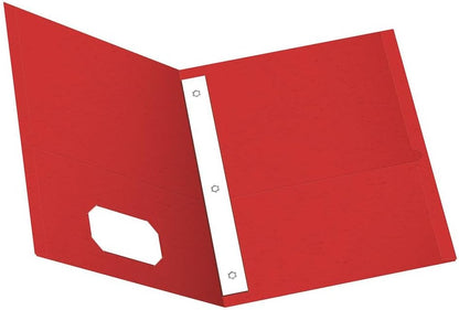 Oxford Two-Pocket Folders w/Fasteners, Red, Letter Size, 25 per Box (57711)