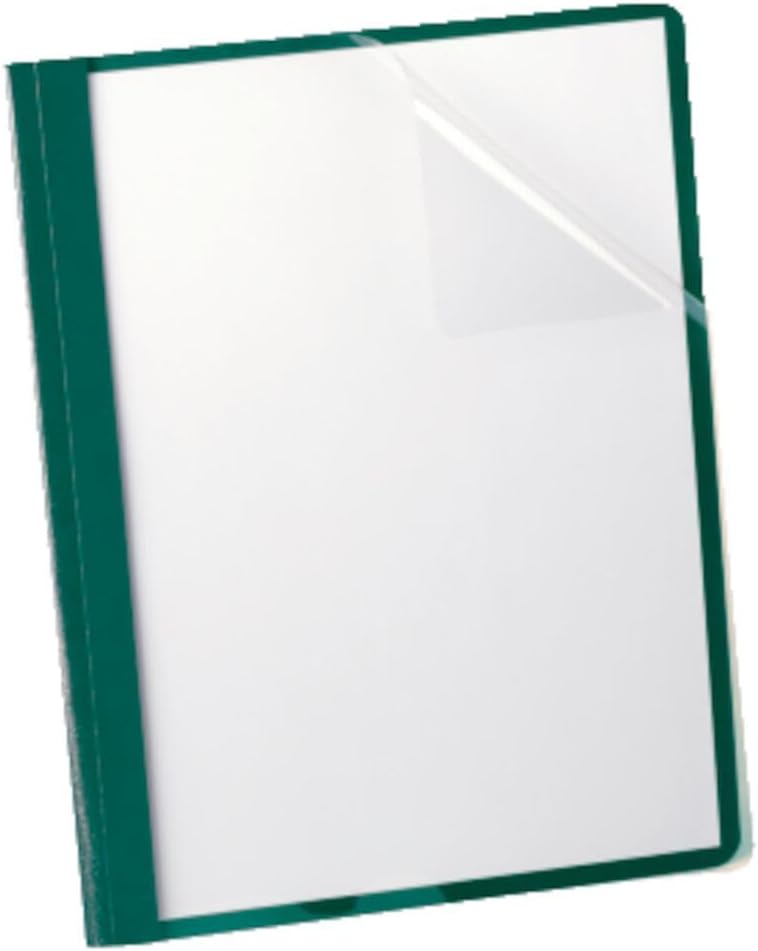 Oxford Report Covers, Clear Front, Letter Size Folder with Prongs, for Presentation at School or Office, Hunter Green, 25 per Box (55856EE)