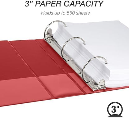 Samsill 1.5 Inch 3 Ring Binders, Economy Round Ring, Clear View Cover, 325 Sheet Capacity - for School, Home, Office - White, 4 Pack